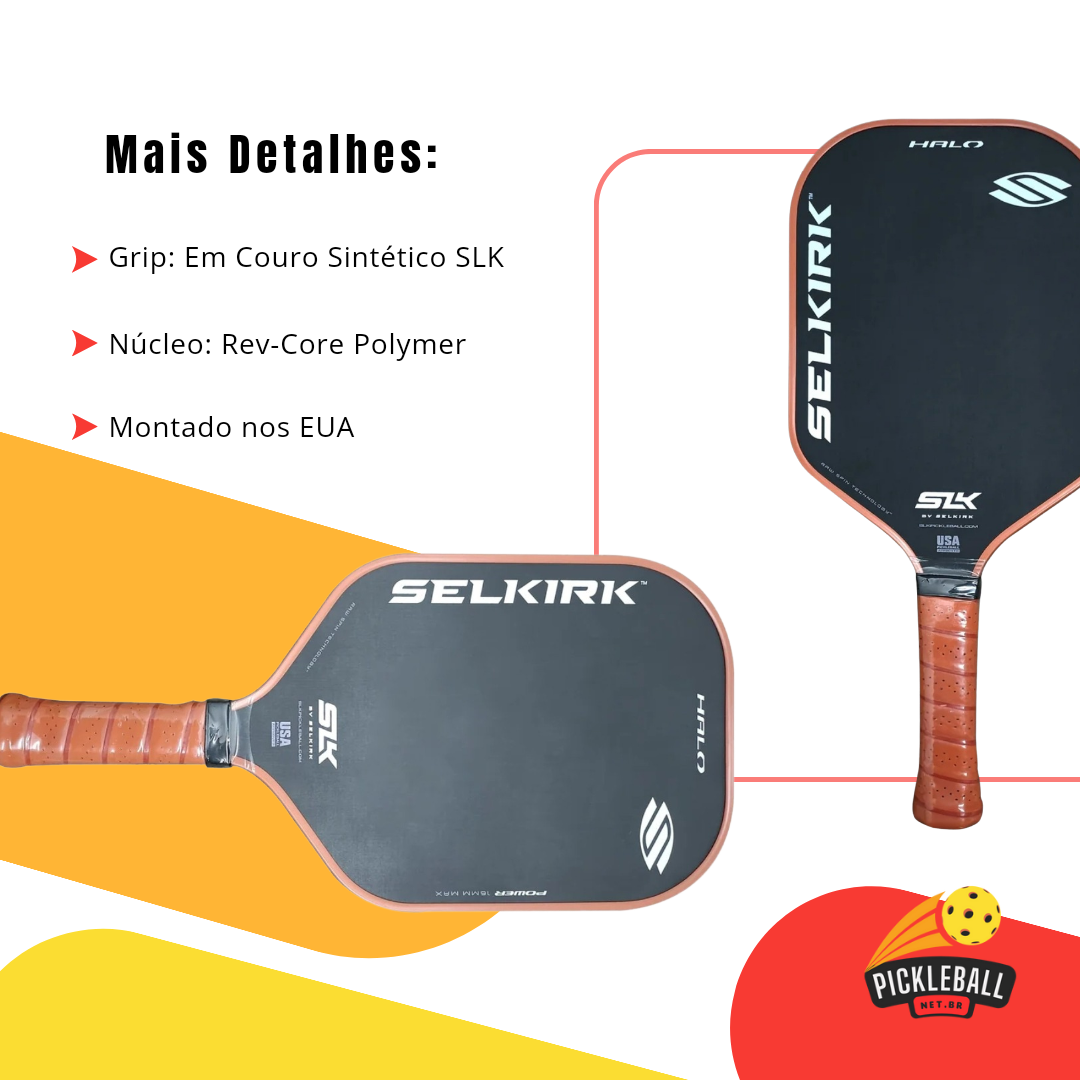 2024 SLK Halo Control Power - Raquete de Pickleball  de fibra de carbono crua e núcleo de polímero