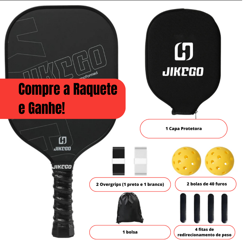 Raquete de Pickleball JIKEGO JK009 Thermoformed T700 Fibra de Carbono