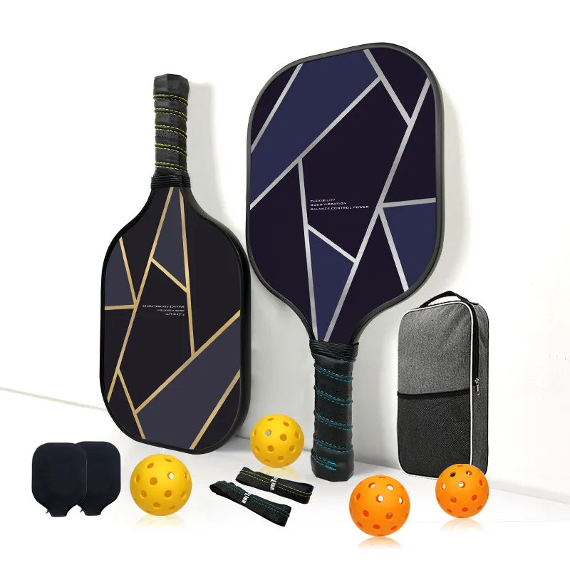 Kit Premium  de Pickleball  2 Raquetes  de Fibra de vidro e núcleo 'favo de mel' de polipropileno