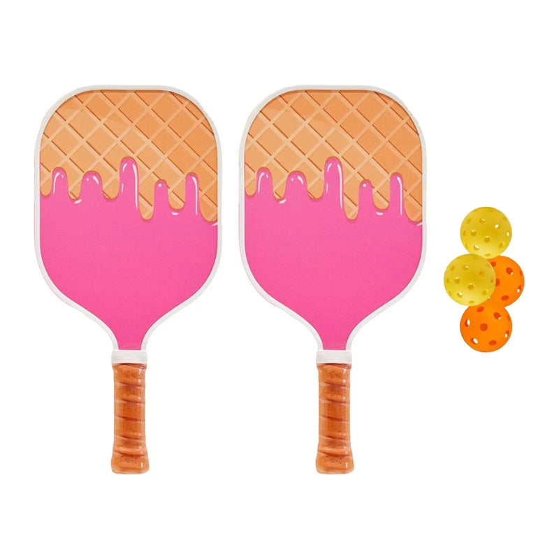 Kit  2 Raquetes 'Sorvete' e 4 bolinhas para Pickleball