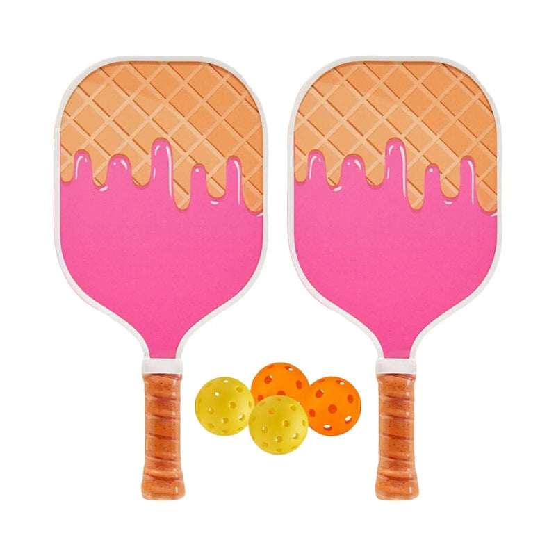 Kit  2 Raquetes 'Sorvete' e 4 bolinhas para Pickleball