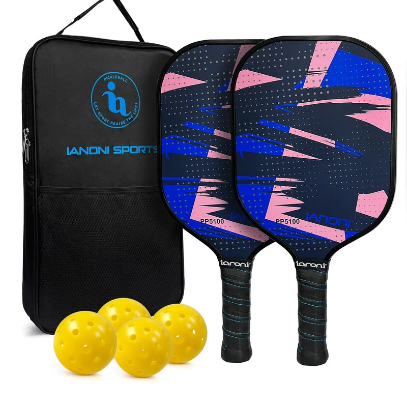 Kit Pickleball IANONI SPORTS - 2 Raquetes de Fibras de Vidro  4 Bolinhas e 1 sacola